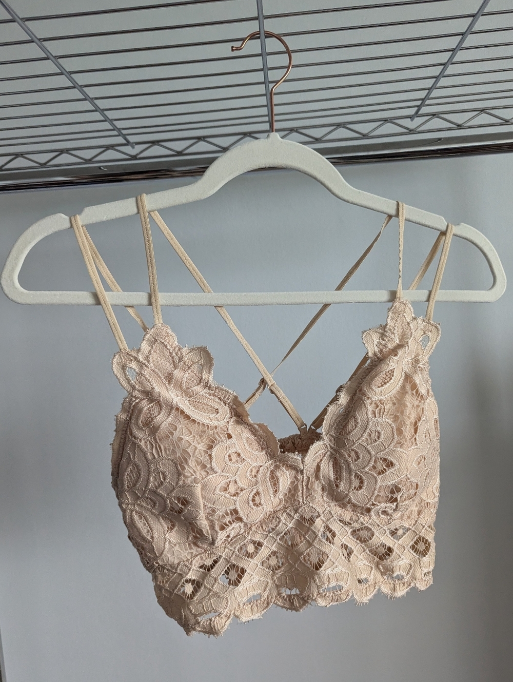 Lace Bralette Crop Top in Cream